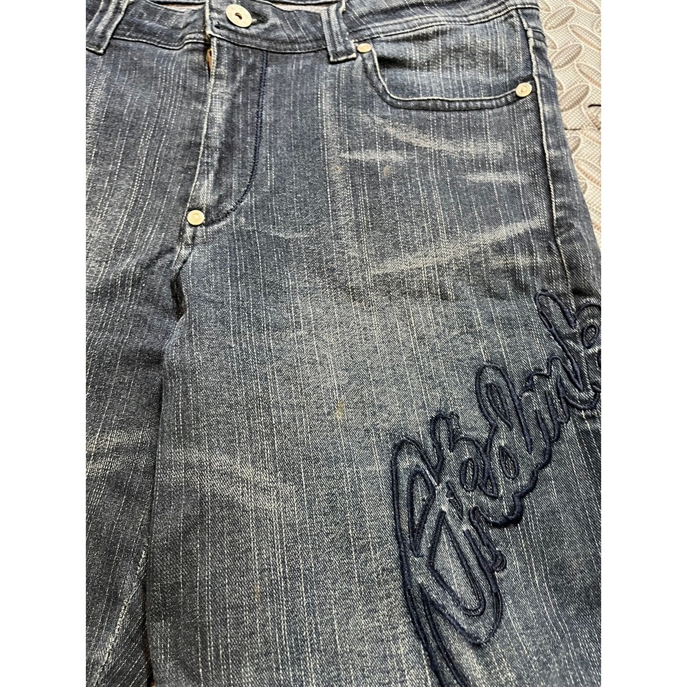 Akademiks Jeans Womens 31 Blue Dark Wash Embroidered Star Flare Leg Denim - Picture 7 of 13